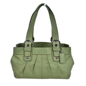 Coach F13732 Soho Light Green Leather Shoulder Bag Silver Hardware Vintage Y2K